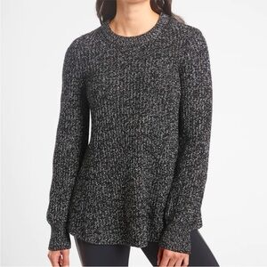 Athleta Sierra Crew Wool Blend Sweater in Black Marl | Women’s XS